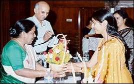 Dr. P. Haridas Rao being felicitated by the Students