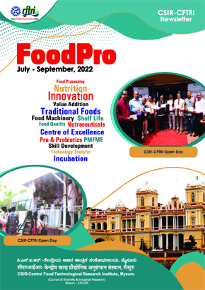Cover of FoodPro, the CSIR-CFTRI newsletter, July-September 2022
