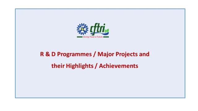 Title card: R&D Programmes, Major Projects and their Highlights, Achievements