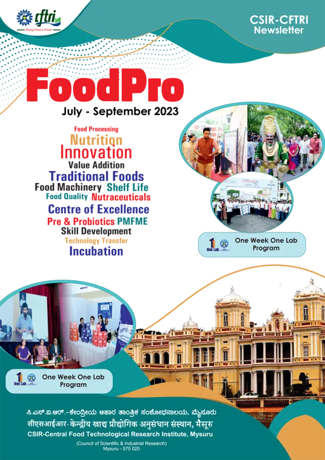 Cover of FoodPro, the CSIR-CFTRI newsletter, July-September 2023